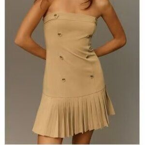 Anthropologie Strapless Pleated Mini Dress